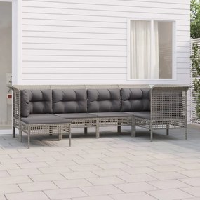 6-dielna záhradná sedacia súprava s podložkami polyratan sivá 3187548