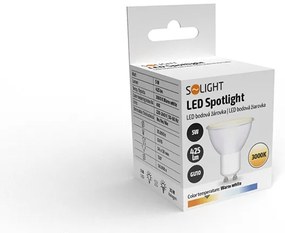SOLIGHT LED žiarovka bodová PAR16 5W, GU10, 3000K, 425lm, teplá biela