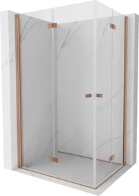 Mexen Mist-F Duo, skladací sprchový kút 120 x 100 cm, priehľadný, brúsená meď - 8A6-120L-100P-65-00
