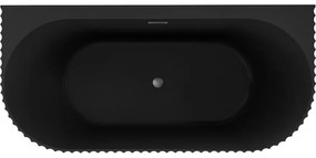 Mexen Sella, voľne stojaca vaňa ku stene, drážkovaná, 150 x 75 cm, čierna matná, grafitová matná, 52711507571-95