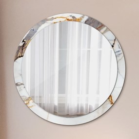 Okrúhle zrkadlo s potlačou Biely mramor fi 100 cm