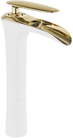 Mexen Lyra vysoká umývadlová batéria, biela-zlatá, 745310-25
