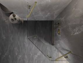 Mexen Lunar, päťuholníkový sprchový kút s pravým sklonom 80 x 90 cm, 8mm číre sklo, zlatý matný profil, 831-080P-090L-55-00-P