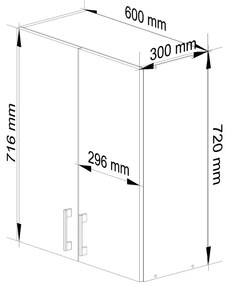 Kuchynská závesná skrinka Š 60cm D2 H720 Artus biela/sonoma