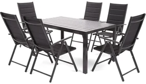 Záhradný jedálenský set 6+1 s polstrovaním BestBerg BBGF-90B / čierny