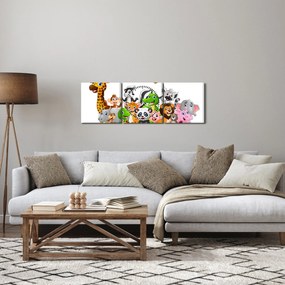 Obraz zvieratiek (s hodinami) (90x30 cm)