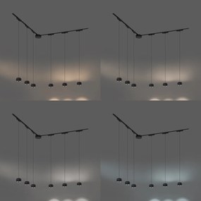 Moderný koľajnicový systém s 6 čiernymi závesnými svetlami 1-fázový - Magnetic Lance