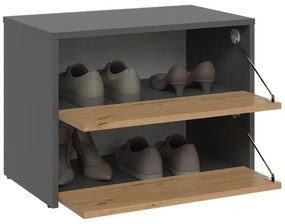 Botník (skrinka na topánky) Metido 1 (antracit + dub artisan). Akcia -19%. Vlastná spoľahlivá doprava až k Vám domov. 1132580