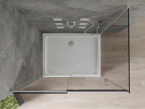 Mexen Omega, sprchový kút s posuvnými dverami 120 (dvere) x 80 (stena) cm, 8mm šedé sklo, chrómový profil + slim sprchová vanička biela + chrómový sifón, 825-120-080-01-40-4010