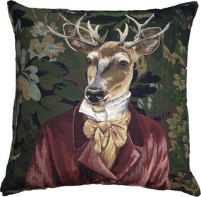 Gobelínový vankúš s jeleňom v červenom obleku - 45 * 15 * 45cm
