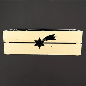 AMADEA Drevený vianočný kvetináč s kométou prírodnou, vo vnútri s čiernou fóliou, 52x21,5x17cm, český výrobok