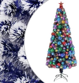 Umelý vianočný stromček s LED biela a modrá 180 cm optické vlákno 328457