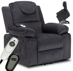 Masážne kreslo s funkciou vstávania MARCOS tmavosivé