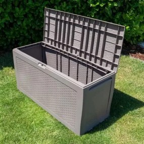 Keter Záhradný úložný box Samoa Rattan sivá, 270 l, 117 x 57 x 45 cm