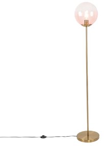 Mosadzná stojaca lampa s ružovým sklom - Pallon Mezzi