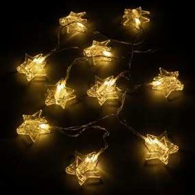 Vianočná svetelná reťaz hviezdy, 3 ks, teple biela, 10 LED