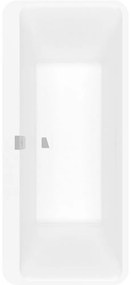 VILLEROY &amp; BOCH Squaro Edge 12 Excellence voľne stojaca vaňa z materiálu Quaryl (bez spoja medzi panelom a vaňou), odtok v strede, 1800 x 800 x 620 mm, Colour on Demand, Stone White, UBQ180SQE9W2BCV-RW