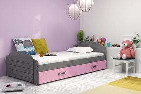 Interbeds Jednolôžková posteľ Lili2 Grafit pre teenagerov 200x90 s matracom a šuplíkom - ružová
