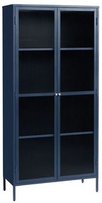 Tmavomodrá kovová vitrína 90x190 cm Bronco – Unique Furniture