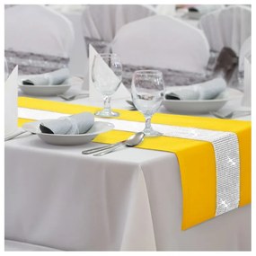 Behúň na stôl Glamour so zirkónmi farby žltej 40x110 cm - PostelnePrehozy.sk