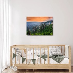 Sklenený obraz - Národný lesný park Zhangjiajie (70x50 cm)