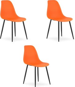 Set troch jedálenských stoličiek WAT oranžový - čierne nohy (3 ks)