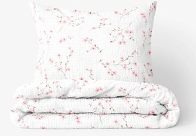 Goldea krepové posteľné obliečky - kvitnúce sakury 150 x 200 a 50 x 60 cm