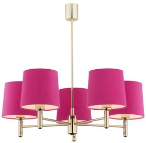 Argon 2089 - Luster na tyči PONTE 5xE27/15W/230V mosadz/ružová