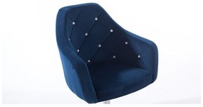 LuxuryForm Barová stolička ROMA VELUR na zlatom tanieri - modrá