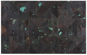 Kožený koberec 140 x 200 cm hnedá/tyrkysová ATALAN Beliani