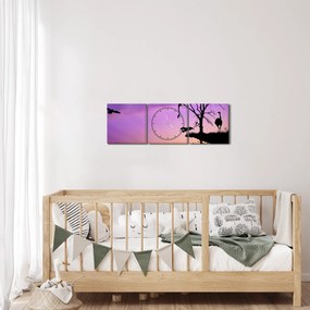 Obraz - Siluety zvierat (s hodinami) (90x30 cm)