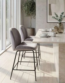 Barová stolička Dori Black sivá, zamat