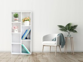 ModernHome Drevená knižnica - 7 políc biela