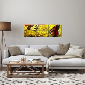 Obraz motýľov (s hodinami) (90x30 cm)