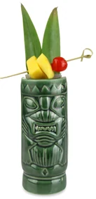 Bar@drinkstuff Keramický zelený Tiki pohár 10.5oz / 300ml