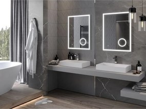 Mexen Kala kúpeľňové zrkadlo s podsvietením a kozmetickým zrkadielkom 60 x 80 cm, LED 6000K, anti-pára