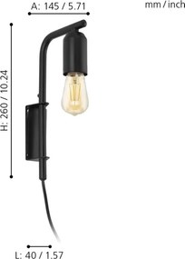 Eglo 98064 - Nástenné svietidlo ADRI 1xE27/60W/230V
