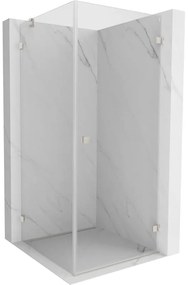 Mexen Lunar-B pravostranný výklopný sprchový kút 90 x 90 cm, číre sklo, brúsená oceľ, 832-090-090-97-00-P