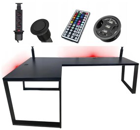 Písací Stôl Roh. Loft Low Čierna 202x136x3,6 Model 3