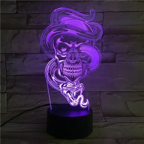 3Dmix 3DL-BTC030 – 3D LED nočná lampa - Lebka s hadom (Bluetooth reproduktor - farba čierna)