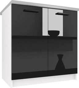 Kuchynská skrinka Belini spodná 80 cm čierny lesk s pracovnou doskou  INF SD80/0/WT/B/0/B1