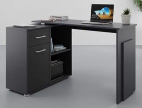 Rohový písací stôl Andy, čierny%