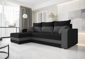 Expedo Rohová rozkládacia sedačka WELTA, 235x85x139, čierná/šedá, mikrofáze04/10