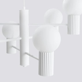 Luster Halo, 6x biele sklenené tienidlo, w