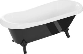 Mexen Retro voľne stojaca vaňa 170 x 75 cm, biela/čierna, čierne nožičky