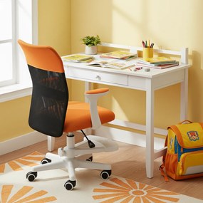 Detská stolička Neoseat MONKEY WHITE s podnožou — látka, biela / oranžová