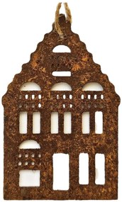 Hrdzavý antik plechový závesný domček Amster Vintage - 6,5*11 cm
