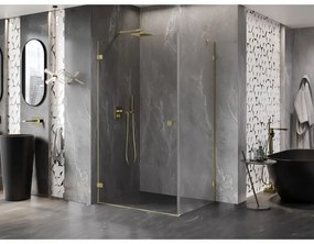 Mexen Lunar-B, sklápací sprchový kút ľavý 95 x 80 cm, 8mm číre sklo, zlatý kartáčovaný - 832-095-080-55-00-L