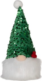 Vianočná svietiaca dekorácia škriatok Gnome LED v zelenej čiapke - 10*10*25 cm/ 3AA