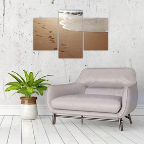 Obraz - stopy v piesku a more (90x60 cm)